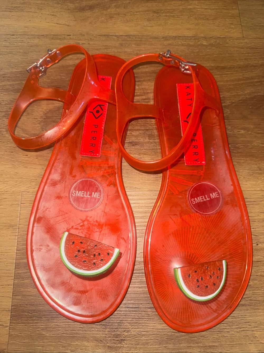 Katy Perry Novelty Jelly Watermelon Red Sandals size 8 - Picture 3 of 8